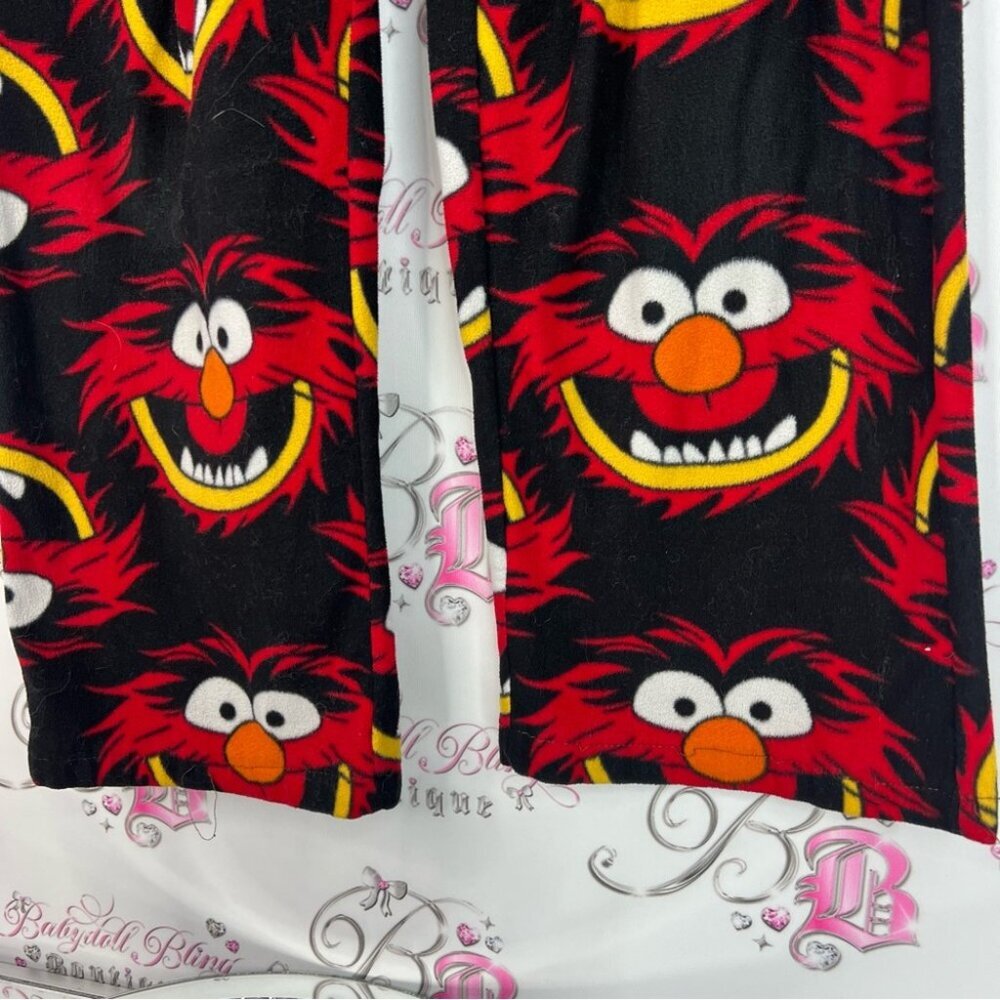 Disney pj bottoms muppets fleece warm cozy soft Black and Red Pajama Pants - Picture 3 of 7